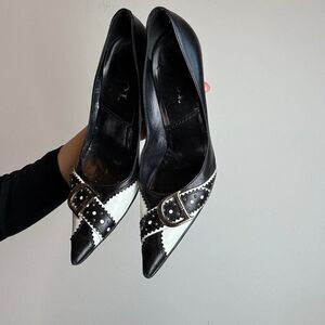 Dior Era Galliano Vintage Y2K Pointed Toe Black and With Leather Made in Italy